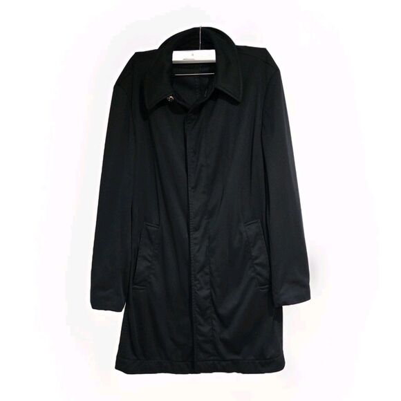 HUGO BOSS Coat Men sz Large Stain-Resistant Repellent Unlined Black Waterproof - Picture 1 of 16